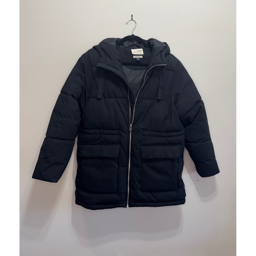 Universal Thread Womens Black Water Resistant Hooded Puffer Jacket Parka Large